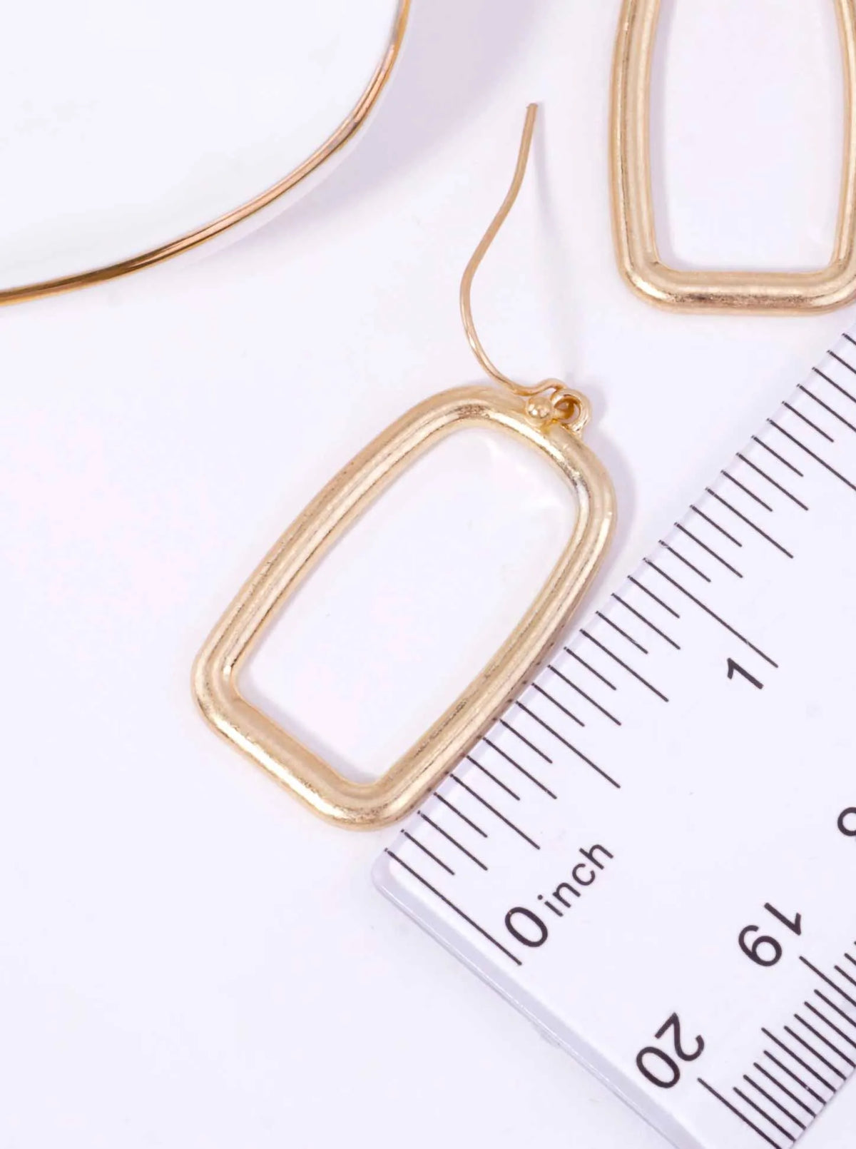 Open Rectangle Worn Hook Drop Earrings