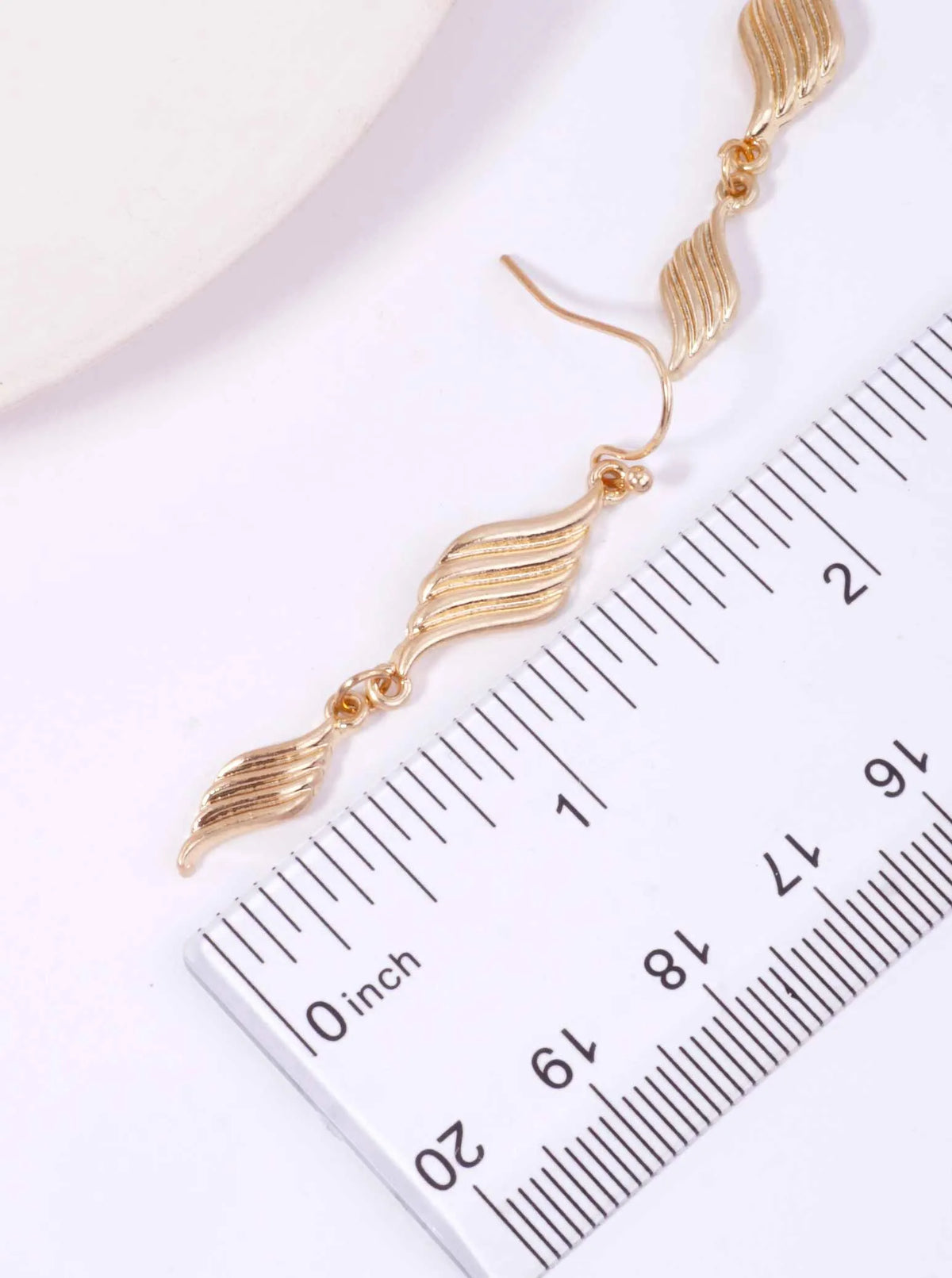 Ribbed Double Leaf Drop Dangle Earrings