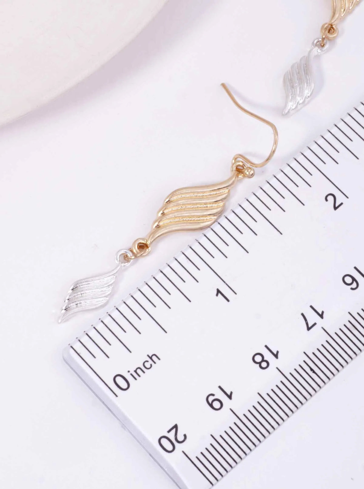 Ribbed Double Leaf Drop Dangle Earrings