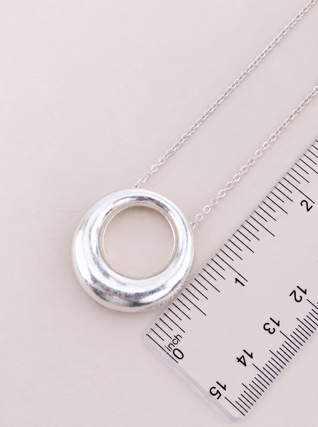 Puffy Open Circle Worn Pendant Matinee Necklace