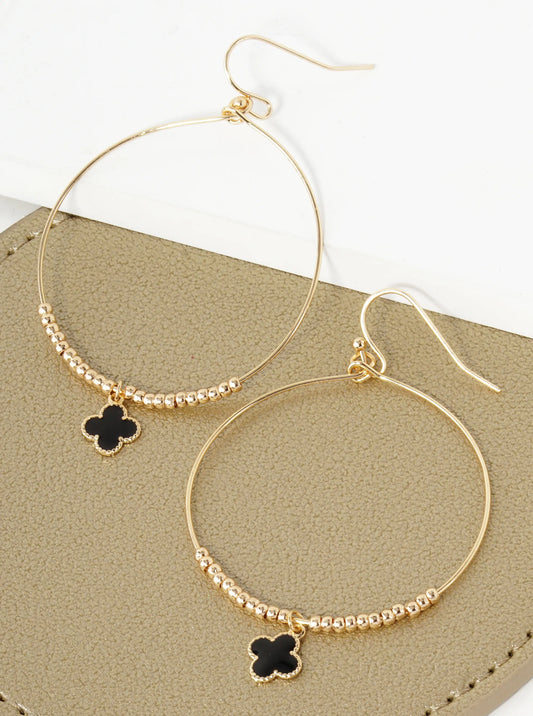 Quatrefoil Drop Wire Circle Lightweight Dangle Earrings