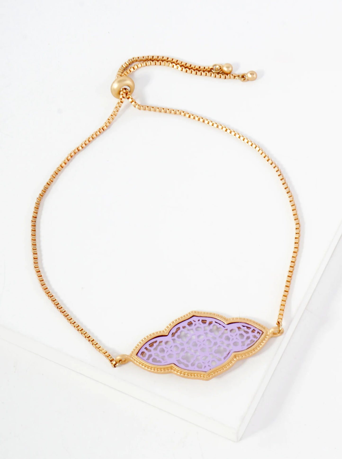 Quatrefoil Filigree 1mm Box-Chain Pull-Tie Bracelet