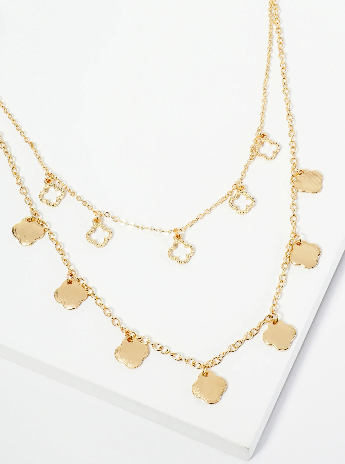 Quatrefoil Motif Layered Necklace