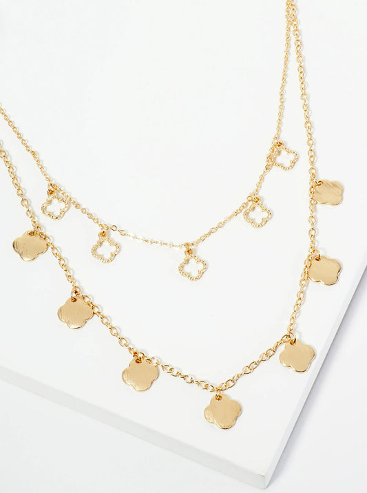 Quatrefoil Motif Layered Necklace