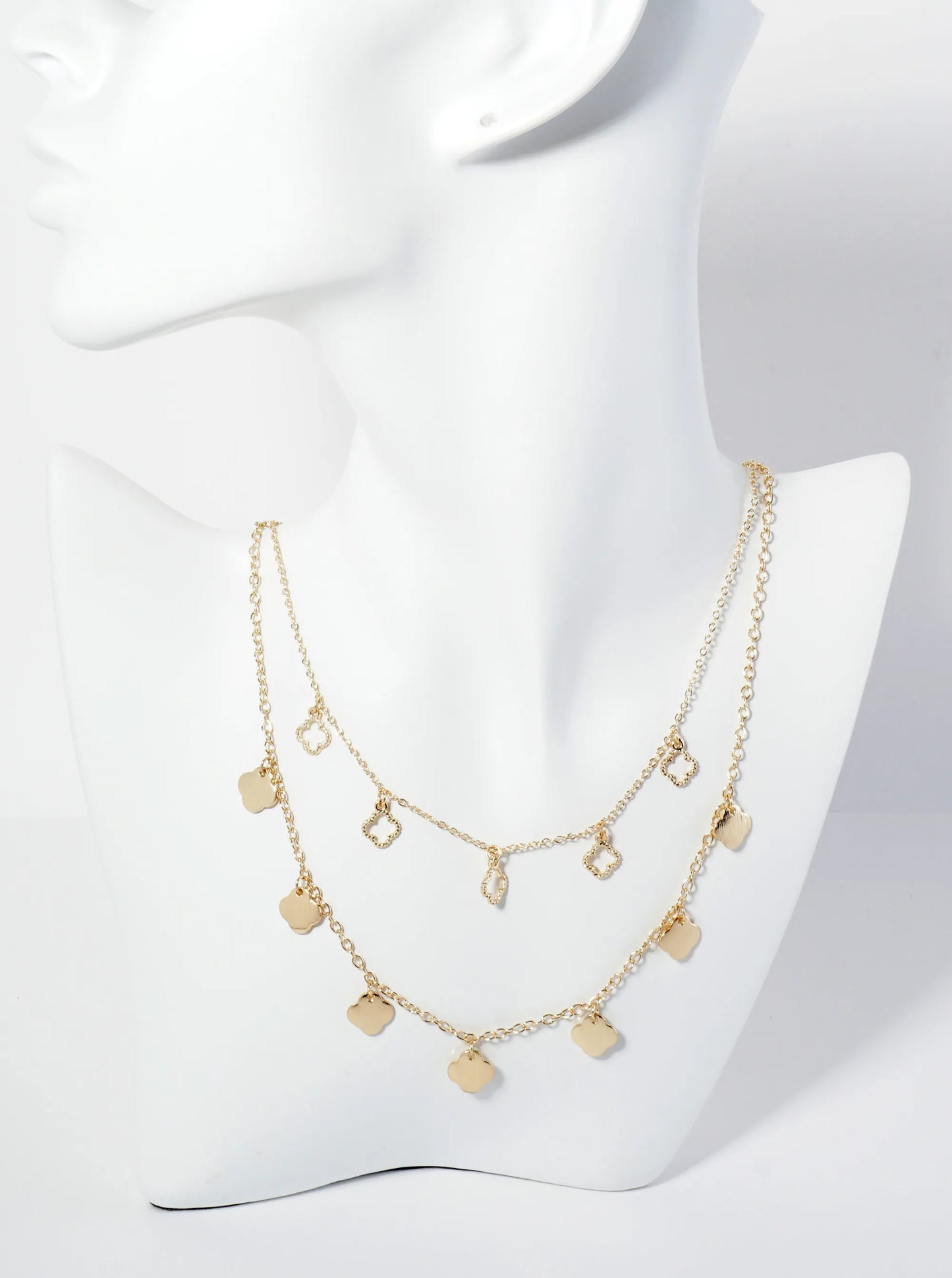 Quatrefoil Motif Layered Necklace