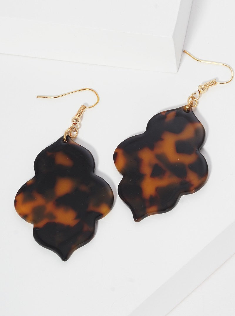 Quatrefoil Acetate Dangle Drop Earrings