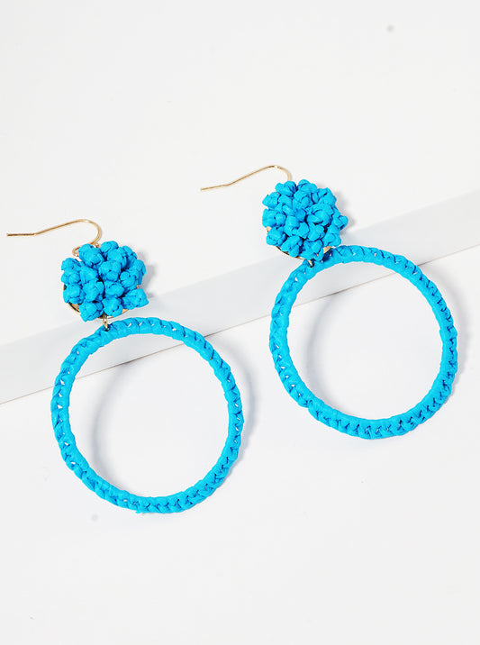 RAFFIA TWISTED ROUND DANGLE DROP EARRING