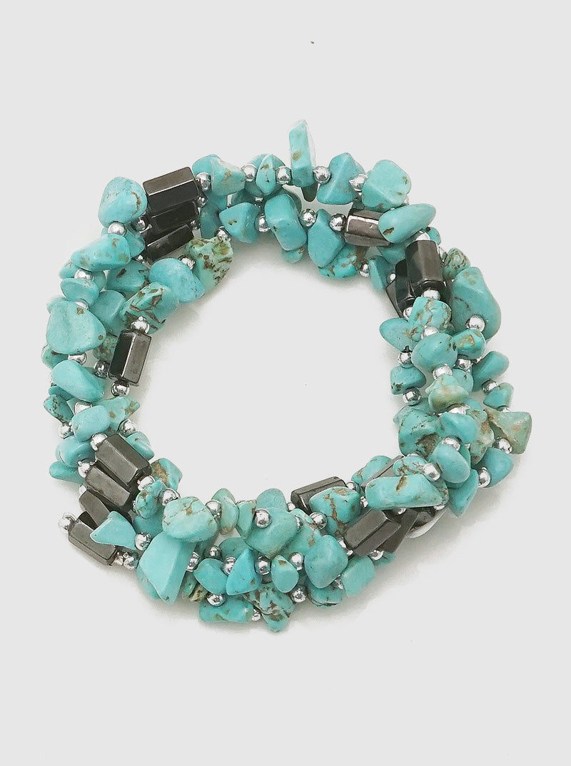 RECONSTITUTED TURQUOISE MAGNETIC WRAP AROUND BRACELET