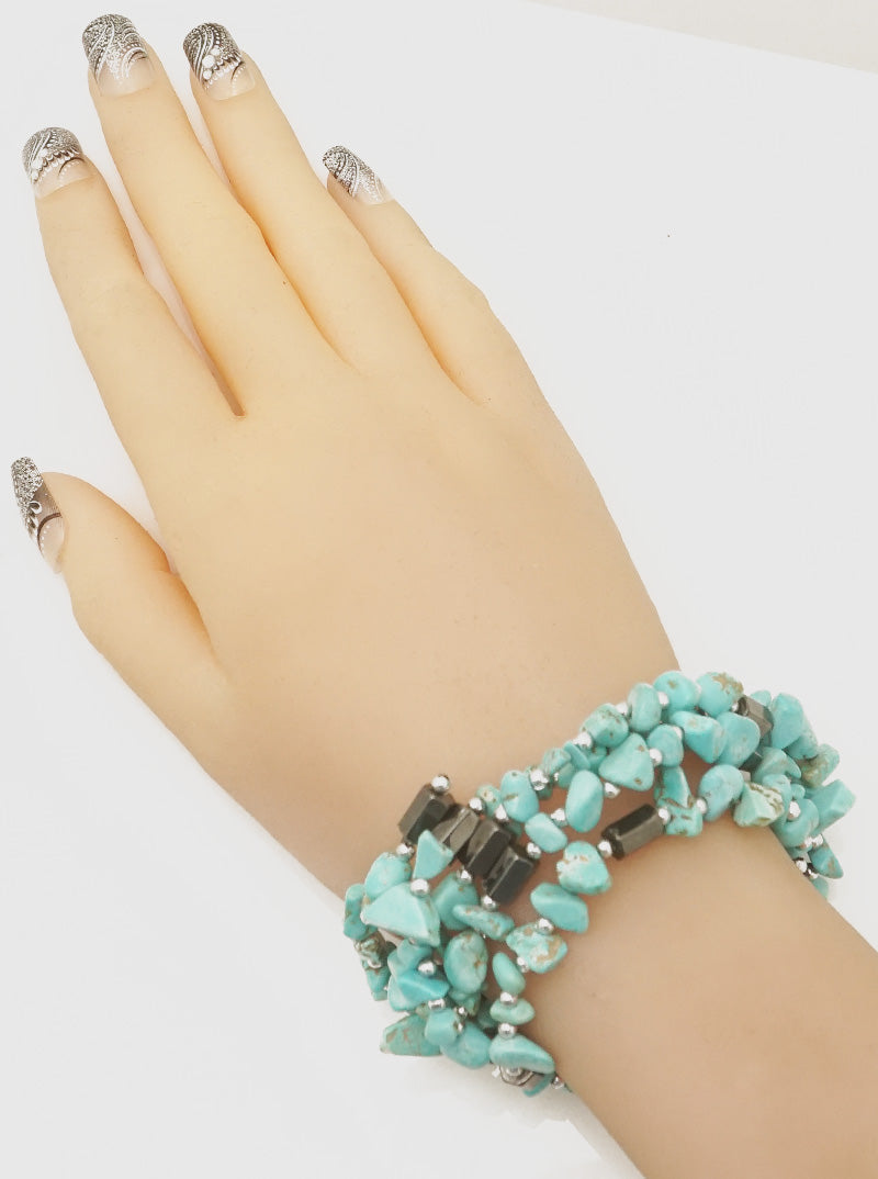 RECONSTITUTED TURQUOISE MAGNETIC WRAP AROUND BRACELET
