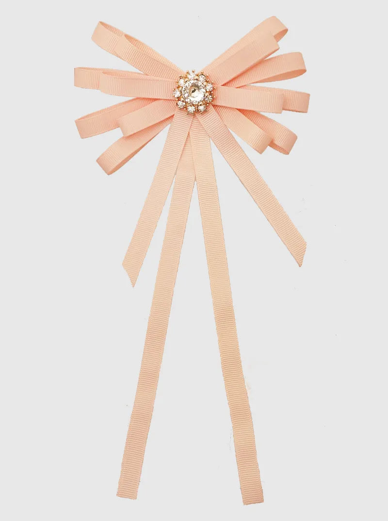 RHINESTONE RIBBON BOW TIE PINS