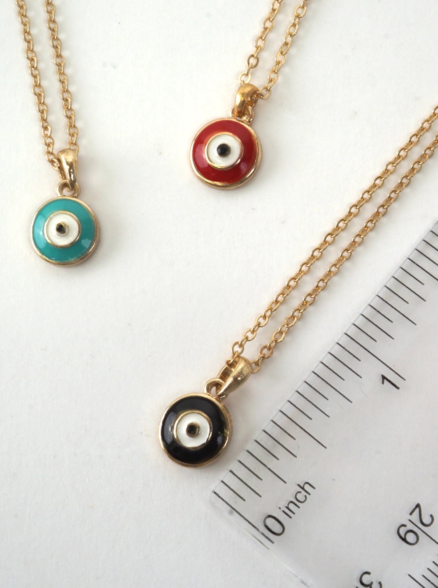 ROUND EVIL EYE ENAMEL PENDANT NECKLACE