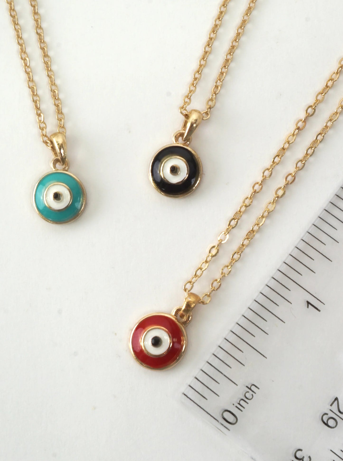 ROUND EVIL EYE ENAMEL PENDANT NECKLACE