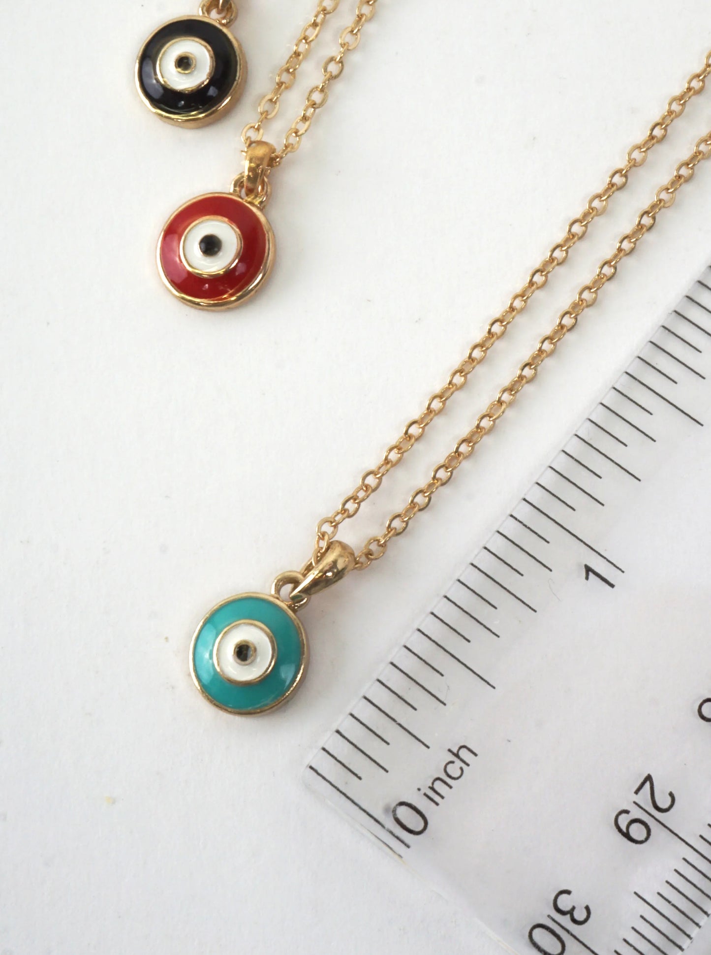 ROUND EVIL EYE ENAMEL PENDANT NECKLACE
