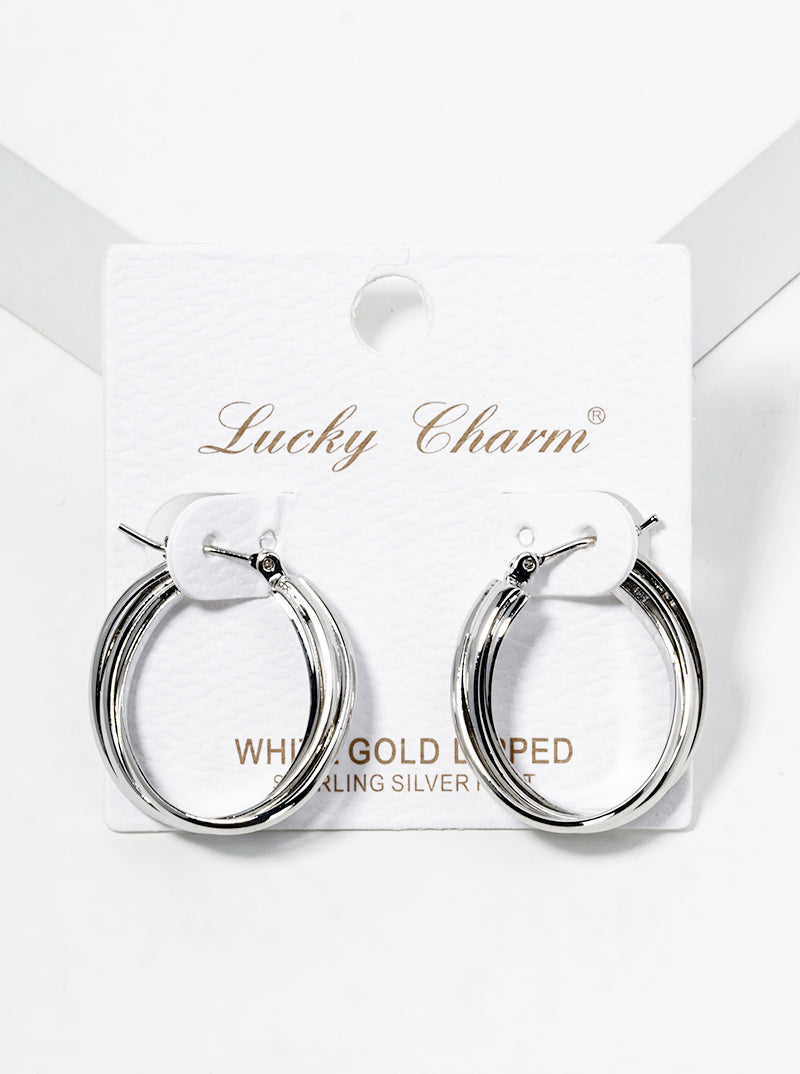 Radiant Tri-Layer 18K Gold Dipped 25mm Leverback Hoop Earrings