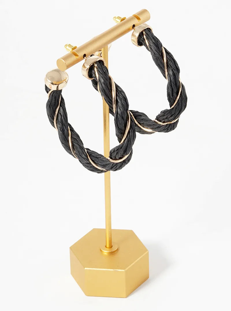 Raffia Braided 60mm Open Hoop Earrings