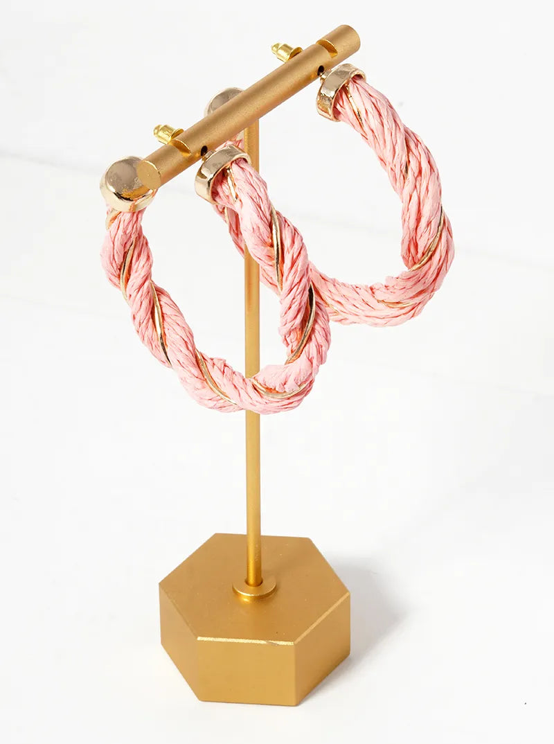 Raffia Braided 60mm Open Hoop Earrings