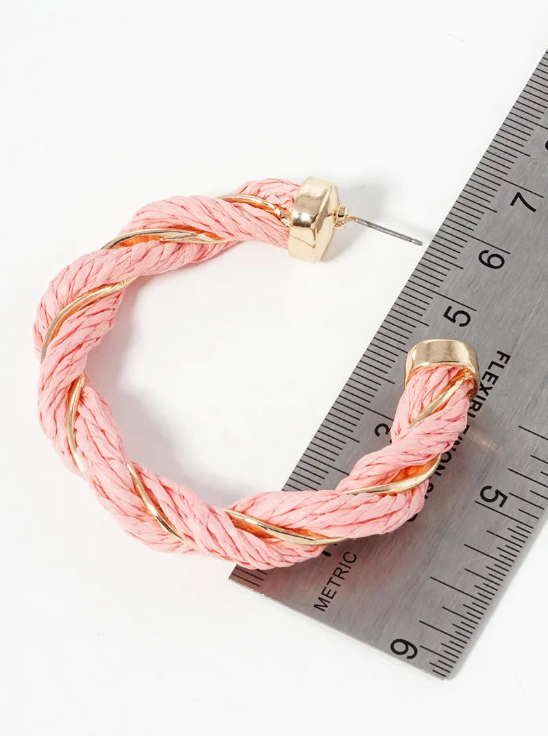 Raffia Braided 60mm Open Hoop Earrings