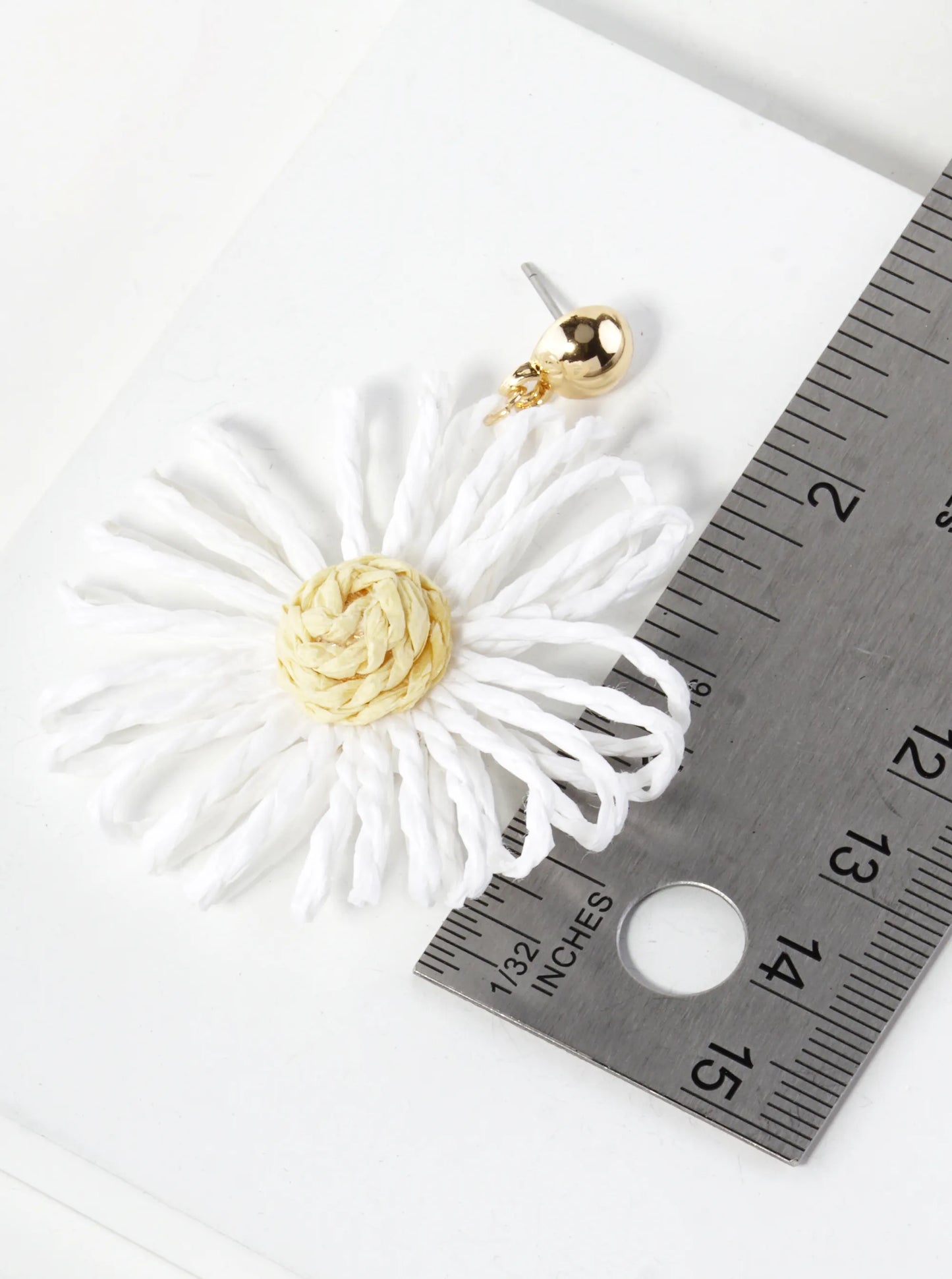 Raffia Flower Drop Lightweight Floral Dangle Post Earrings