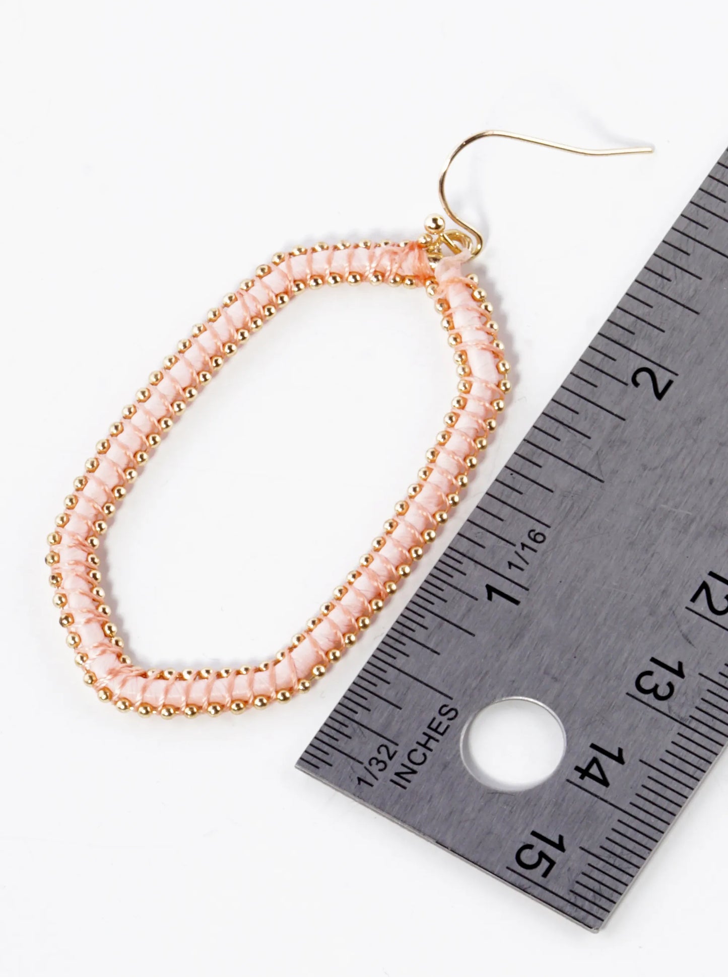 Raffia Thread Wrapped Long Hexagon Dangle Drop Earrings