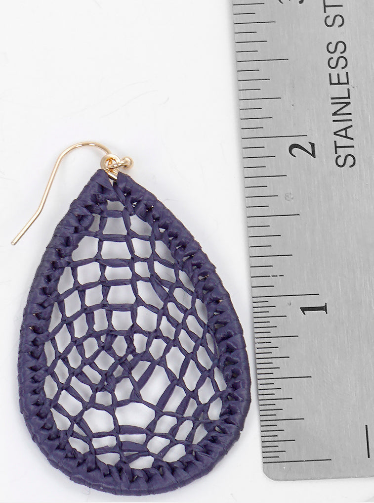 Raffia Woven Teardrop Dangle Drop Earrings