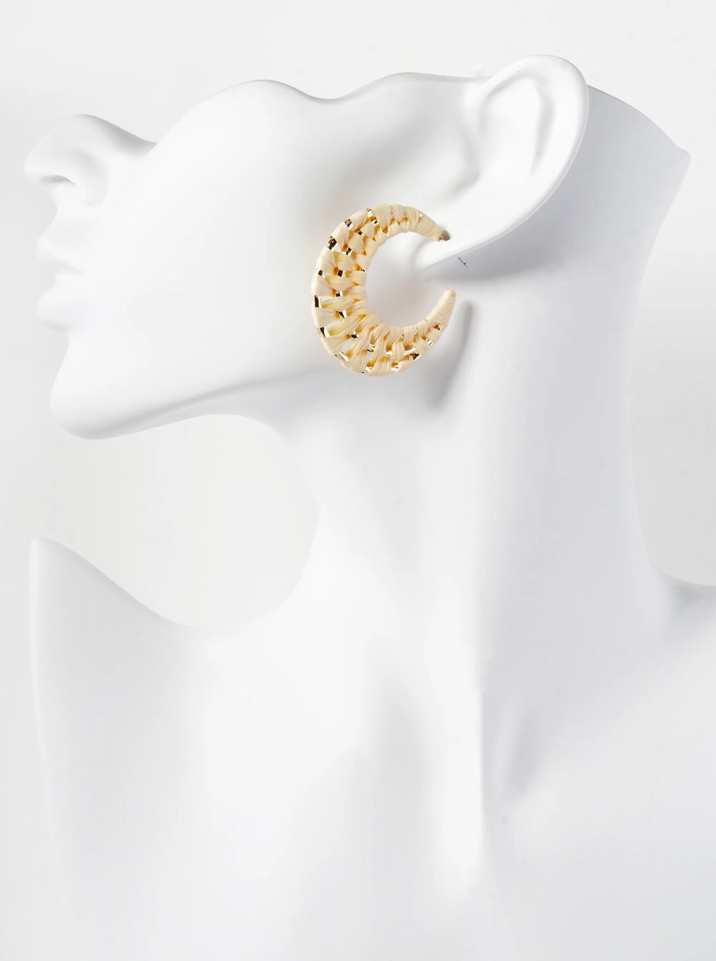Raffia Wrapped 35mm Triple Hoop Earrings