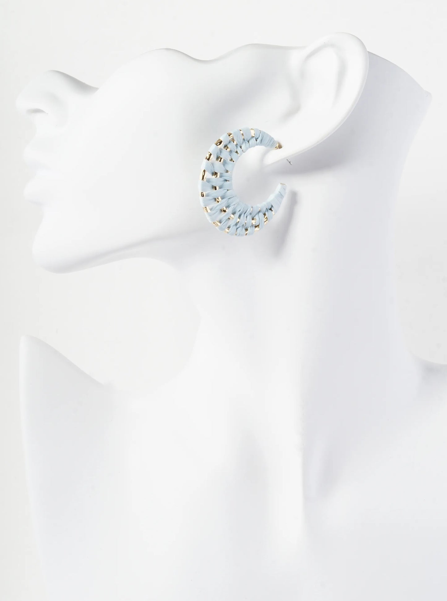 Raffia Wrapped 35mm Triple Hoop Earrings