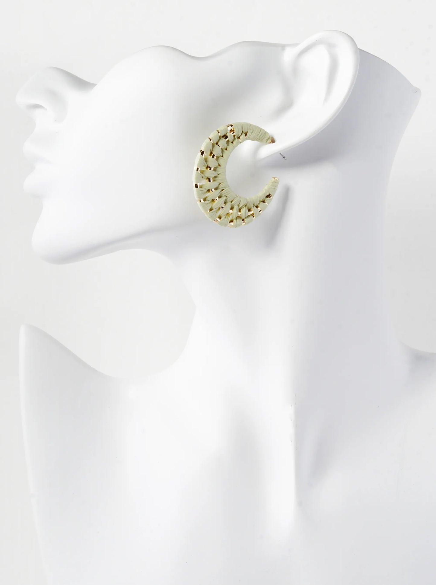 Raffia Wrapped 35mm Triple Hoop Earrings