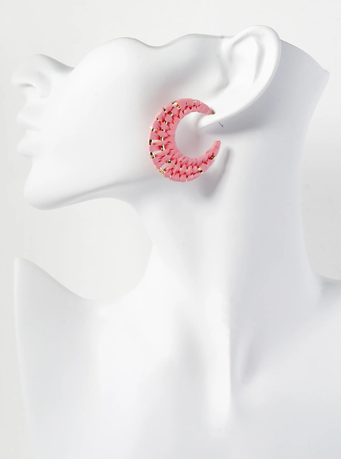 Raffia Wrapped 35mm Triple Hoop Earrings