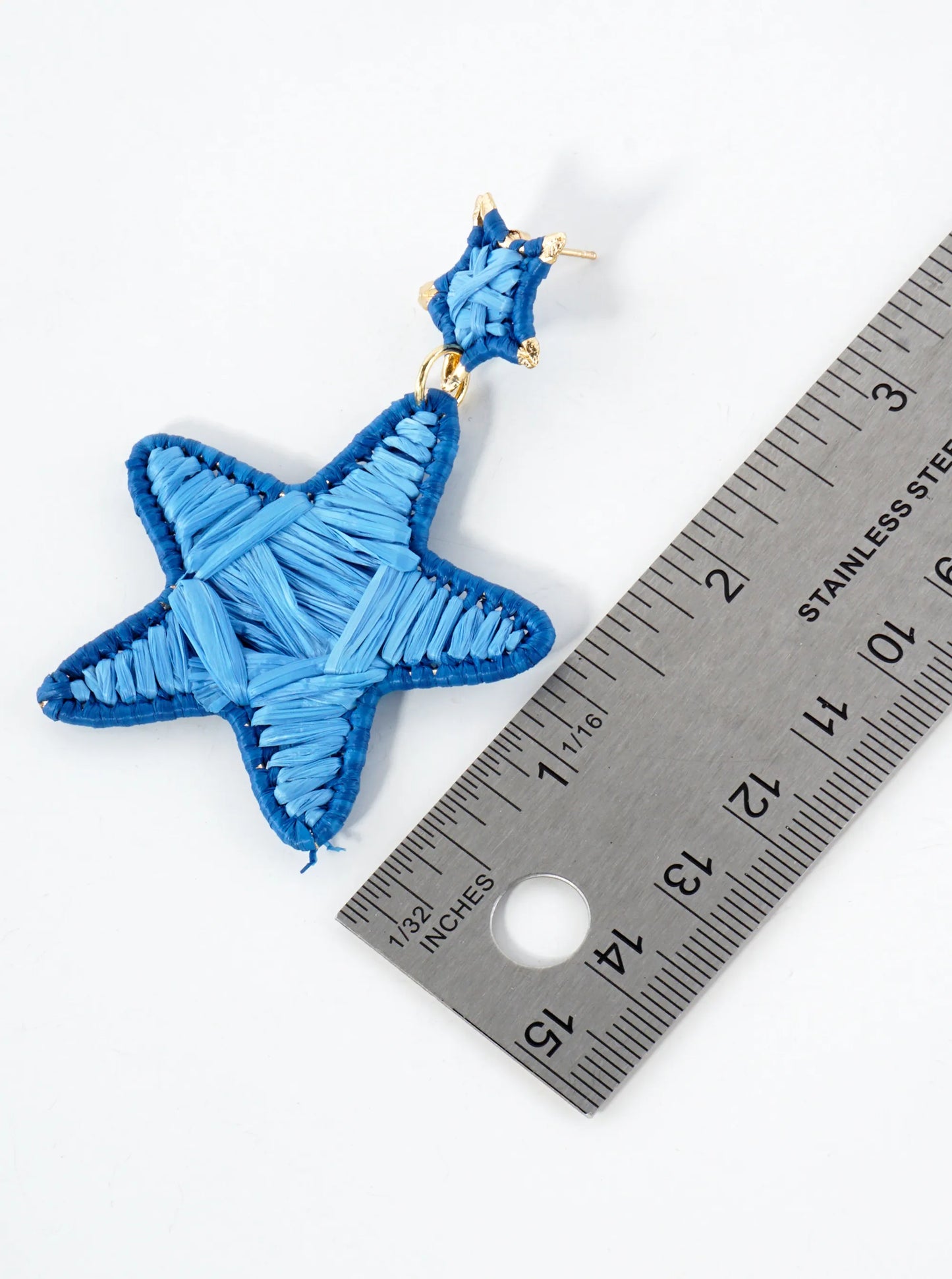 Raffia Wrapped Double Starfish Drop Statement Earrings