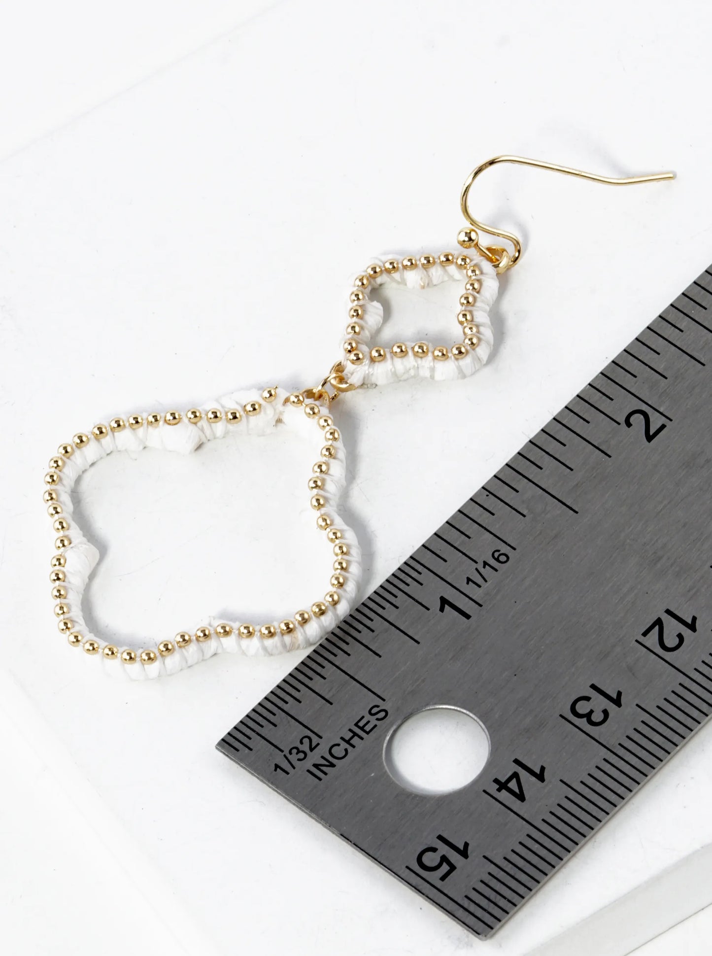 Raffia Wrapped Dual Quatrefoil Drop Earrings