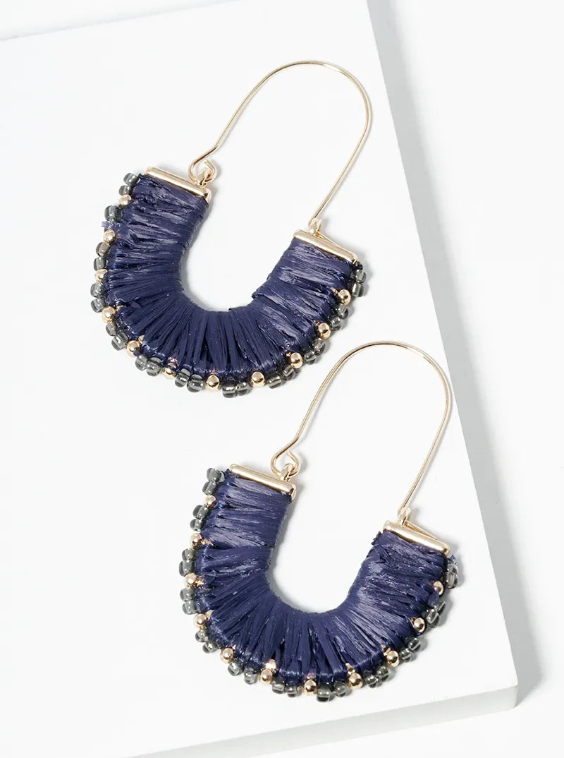Raffia Wrapped U Shape Dangle Earrings
