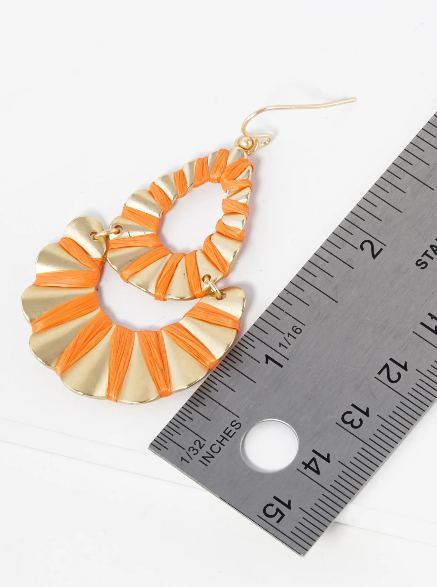 Raffia Wrapped Wavy Teardrop Dangle Earrings