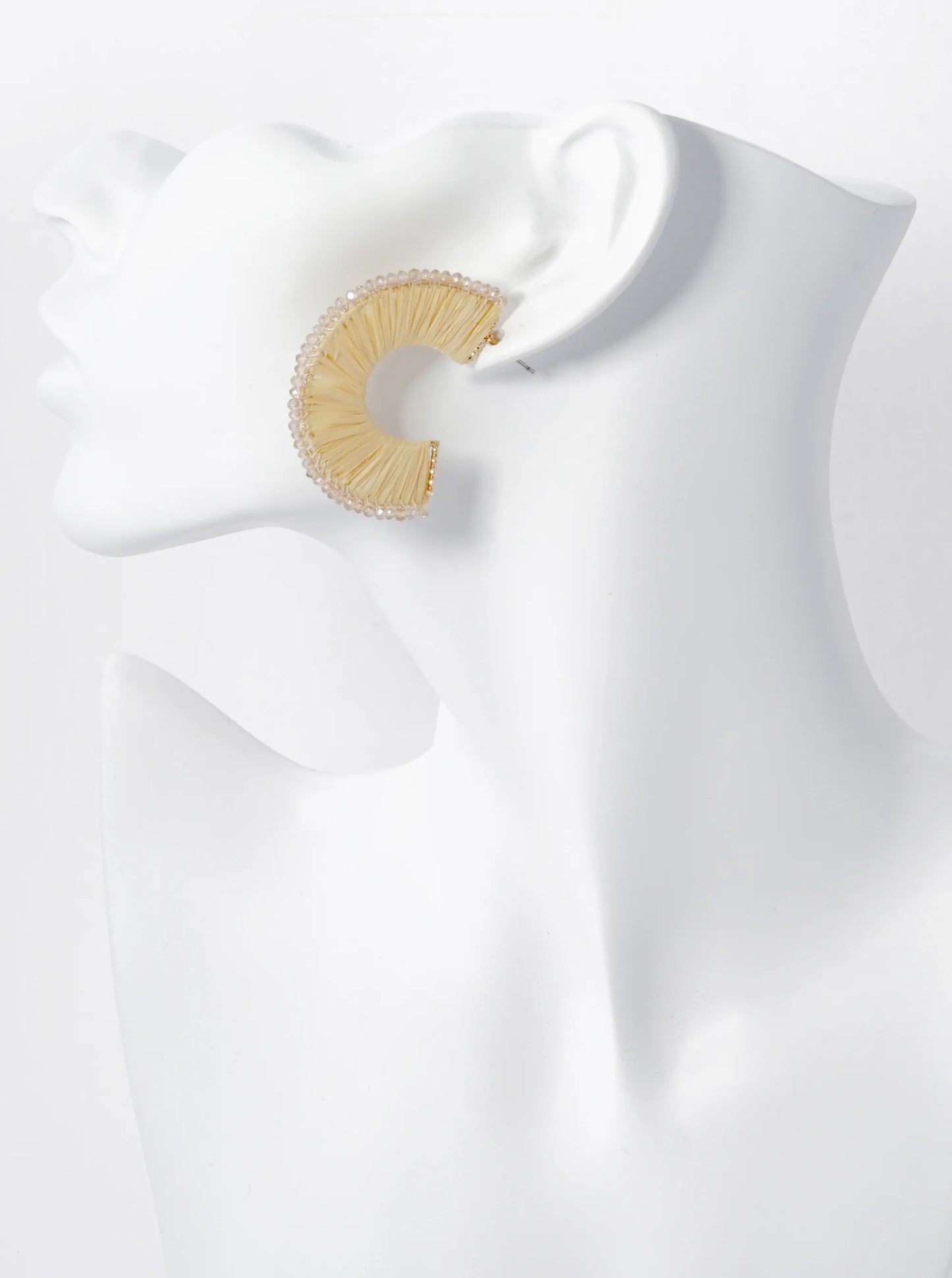 Raffia And Beads 40mm Hoop Earrings