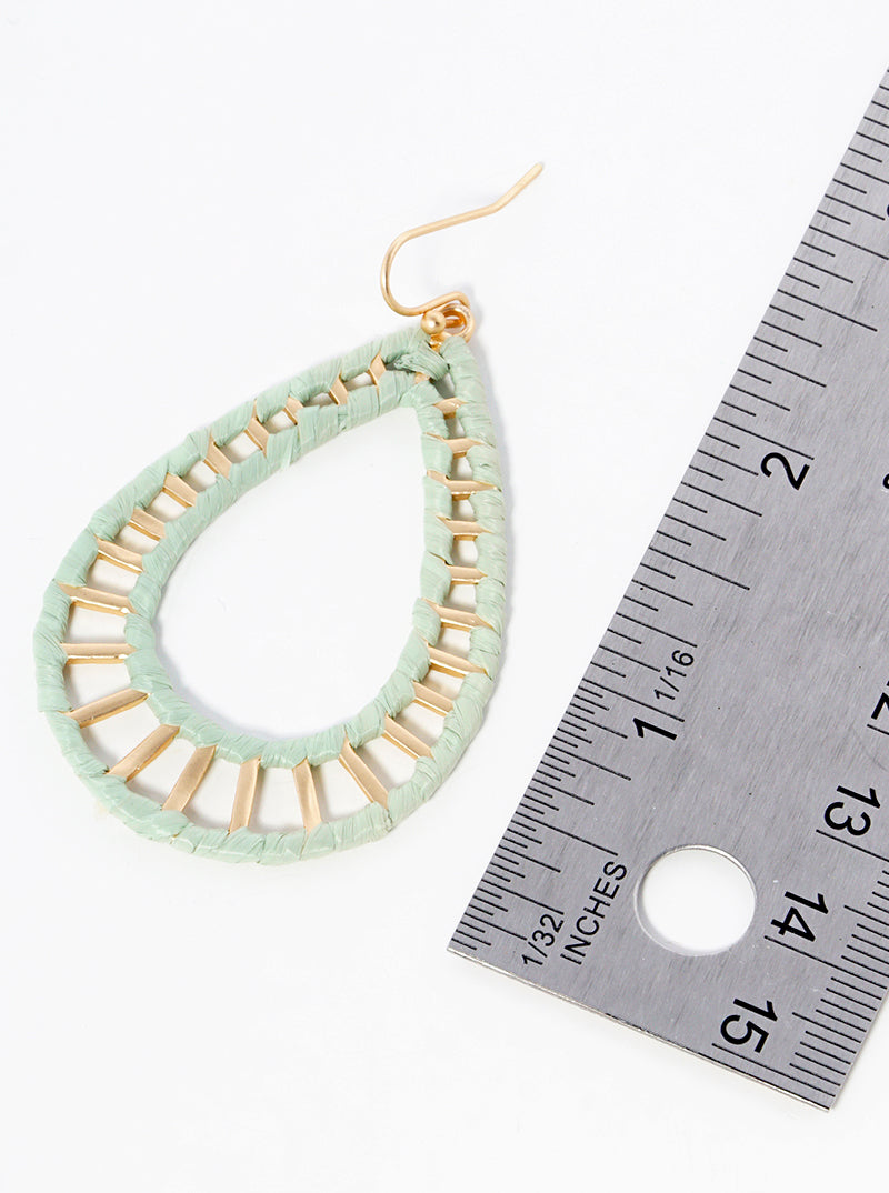 Raffia Wrapped Teardrop Dangle Drop Earrings