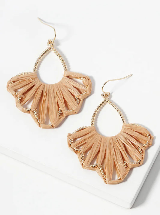 Raffia Wrapped Teardrop Dangle Drop Earrings