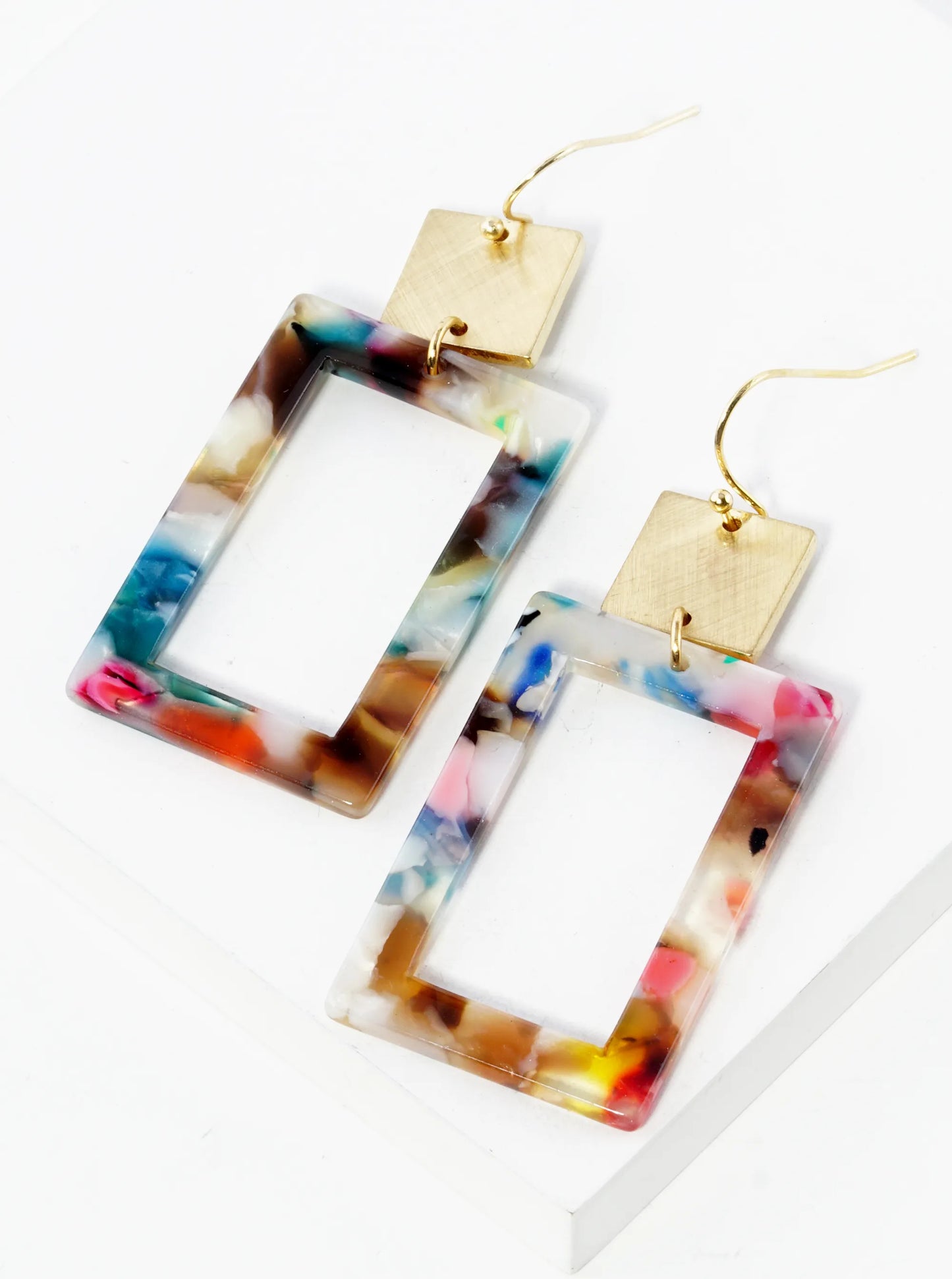 Rectangle Acetate Drop Dangle Earrings