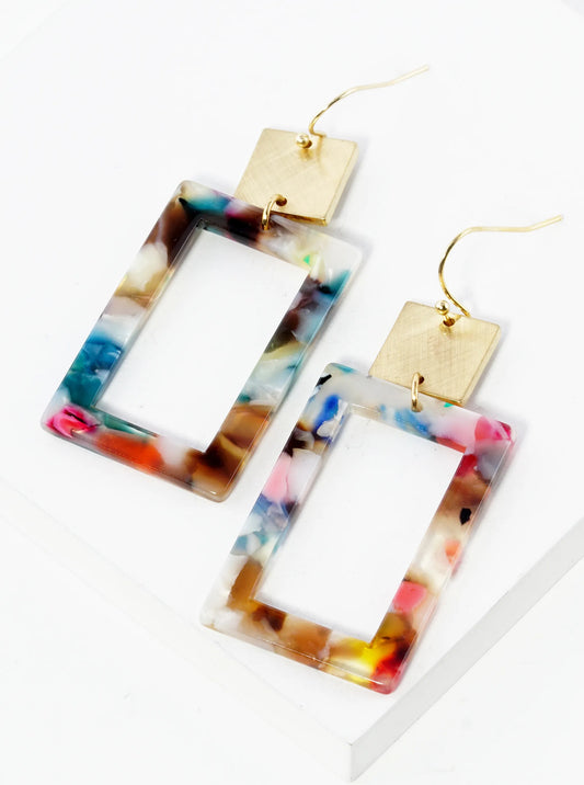 Rectangle Acetate Drop Dangle Earrings