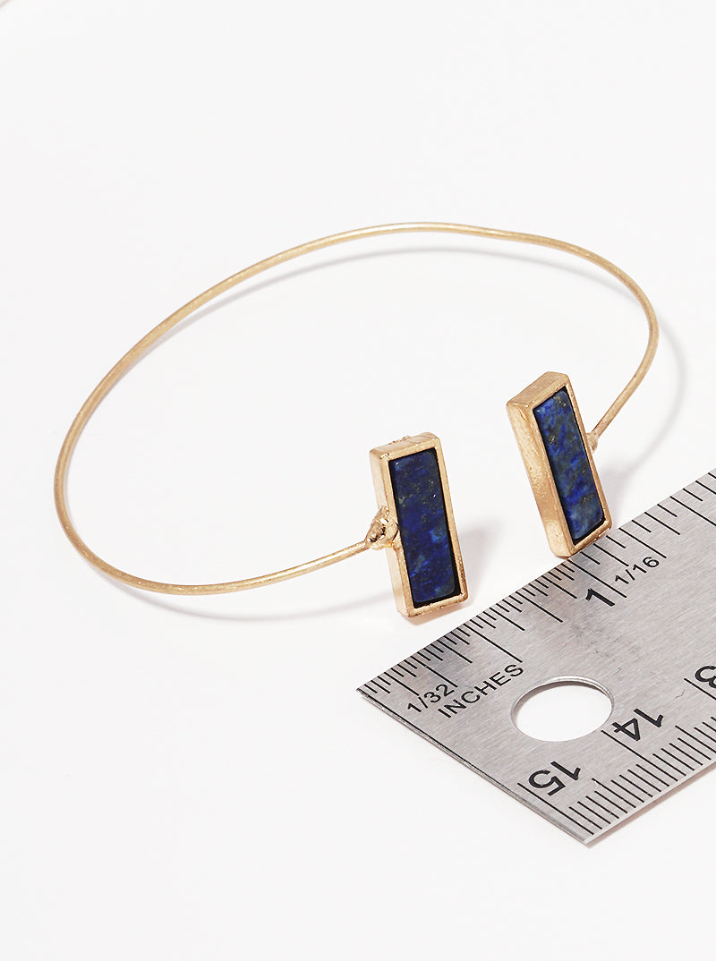 Rectangle Semi-precious Natural Stone Accent Cuff Bracelet