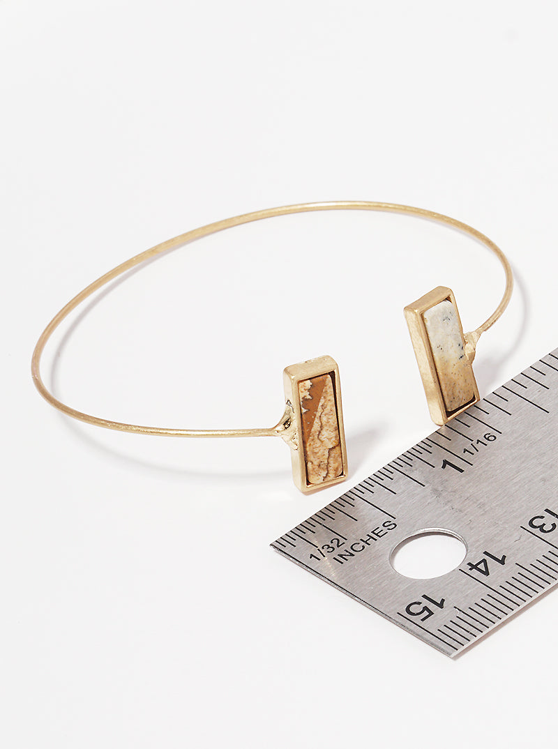 Rectangle Semi-precious Natural Stone Accent Cuff Bracelet