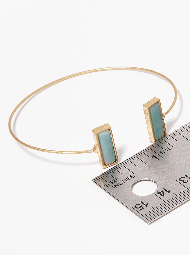 Rectangle Semi-precious Natural Stone Accent Cuff Bracelet