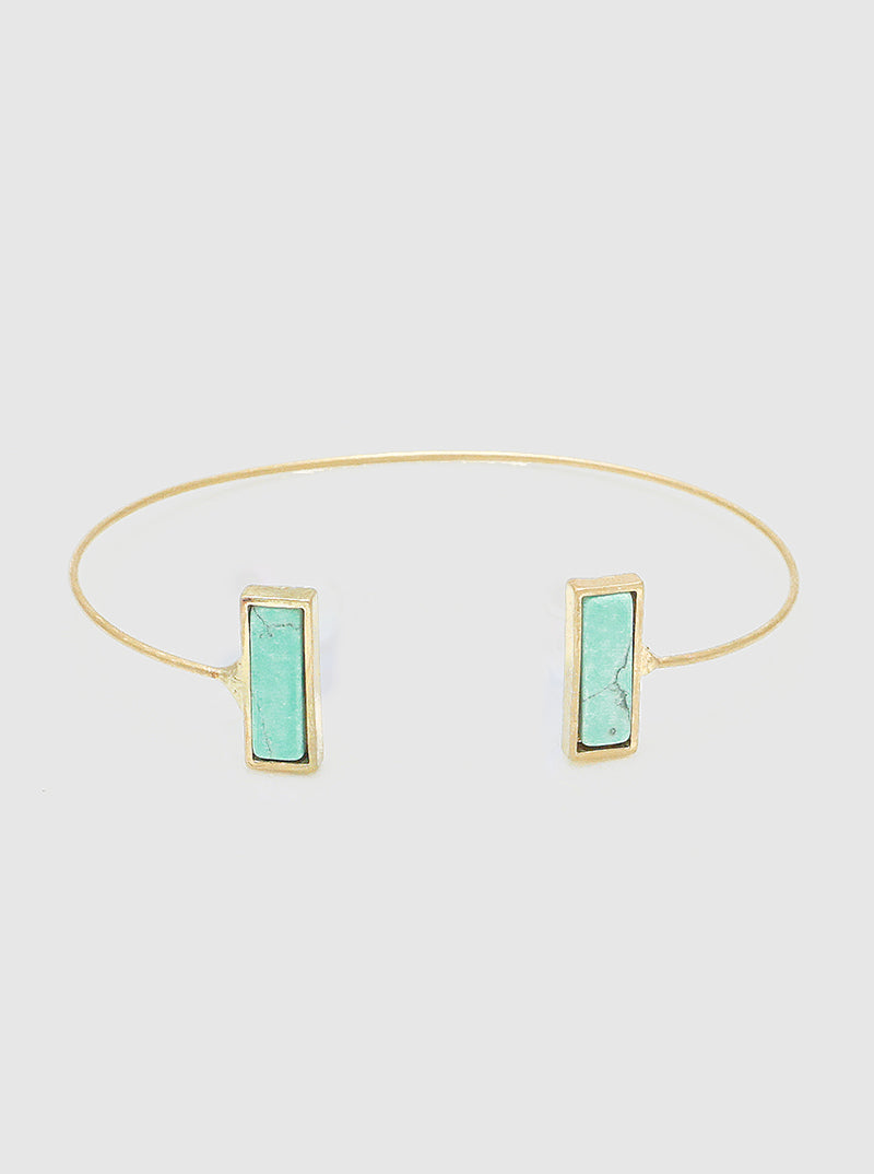 Rectangle Semi-precious Natural Stone Accent Cuff Bracelet