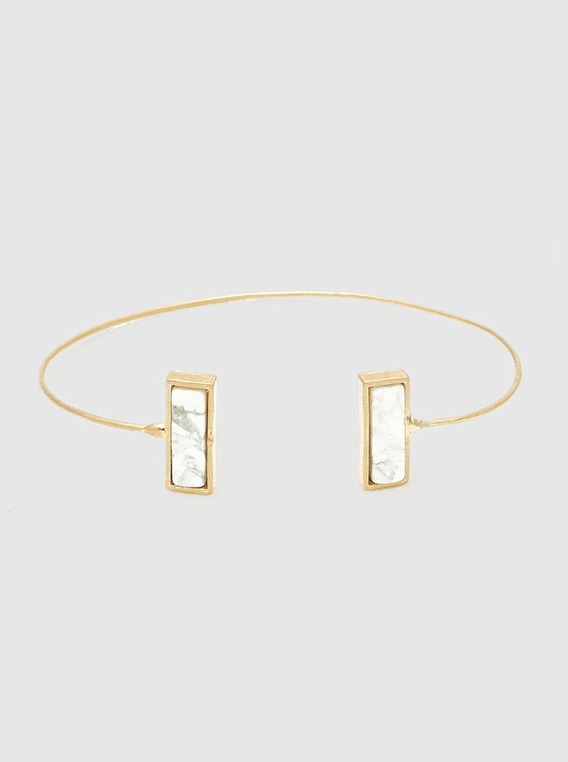 Rectangle Semi-precious Natural Stone Accent Cuff Bracelet