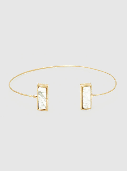 Rectangle Semi-precious Natural Stone Accent Cuff Bracelet