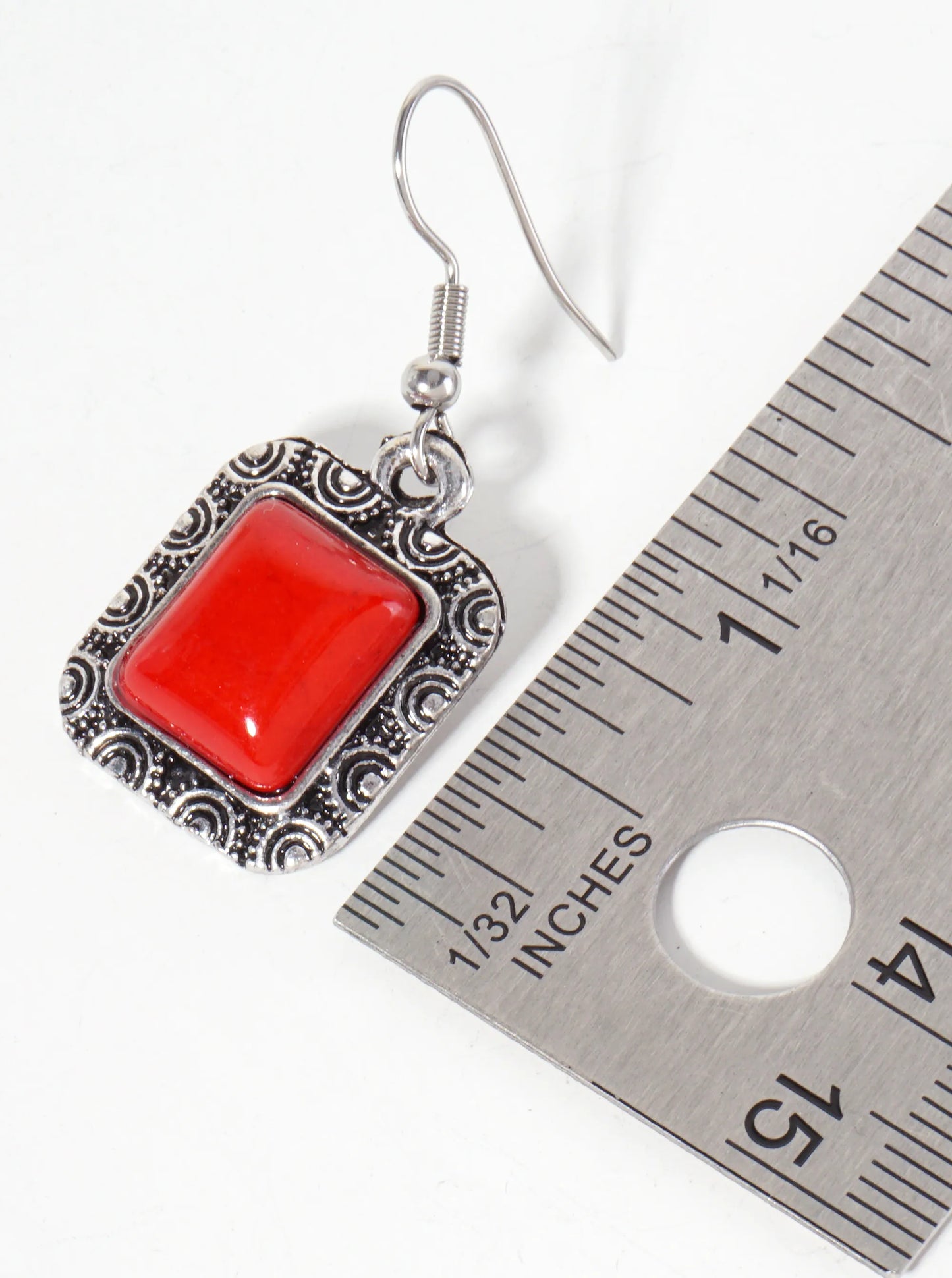 Rectangle-Shape Semi-Precious Natural-Stone Dangle Drop Bohemian Western Earrings