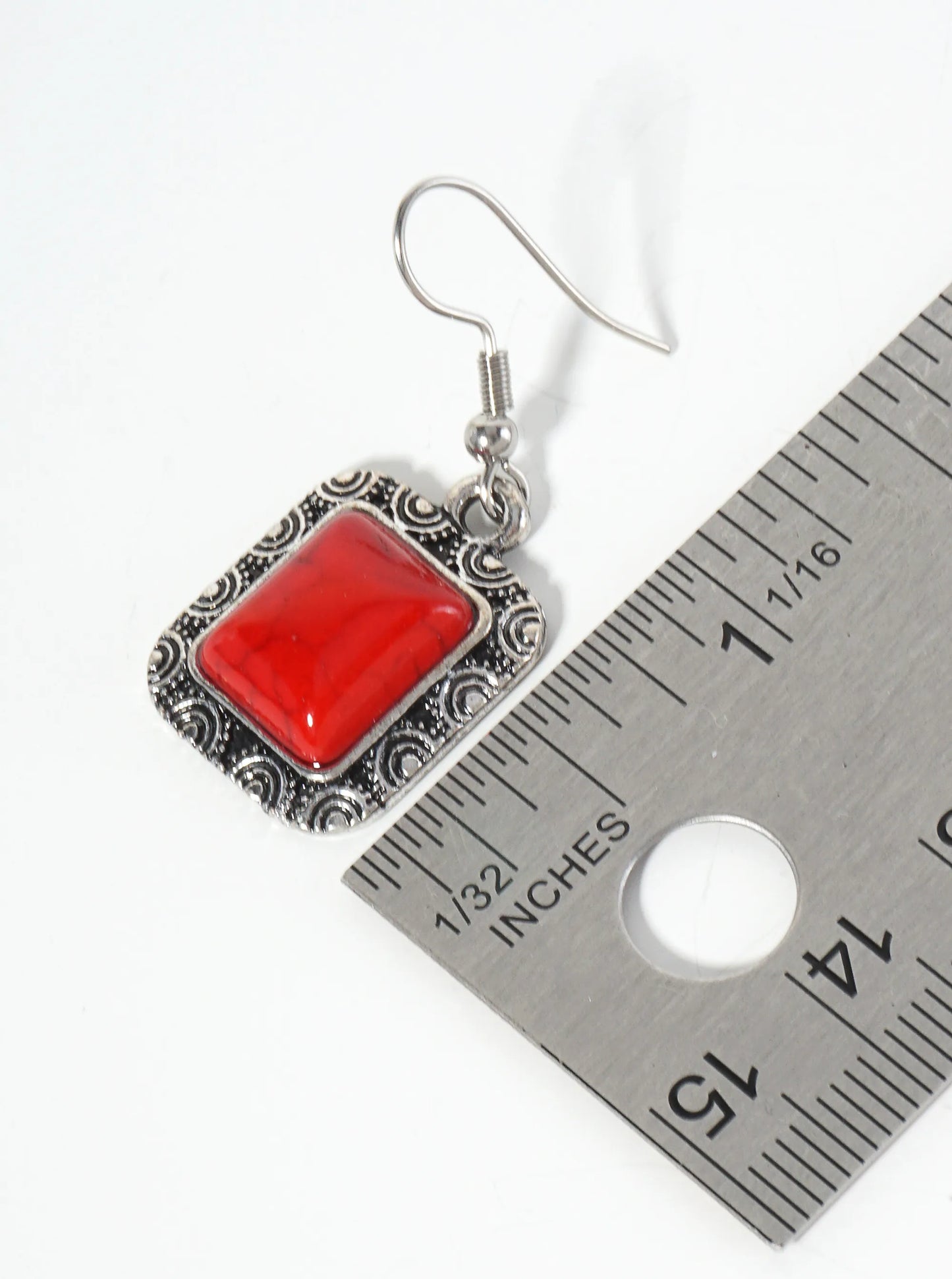 Rectangle-Shape Semi-Precious Natural-Stone Dangle Drop Bohemian Western Earrings