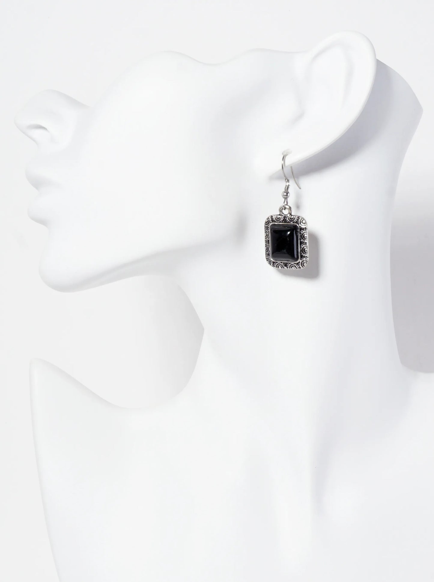 Rectangle-Shape Semi-Precious Natural-Stone Dangle Drop Bohemian Western Earrings