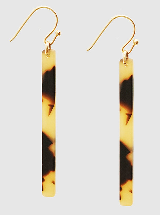 Rectangle Shaped Vertical Bar Cellulose Acetate Fish Hook Dangle Drop Earrings