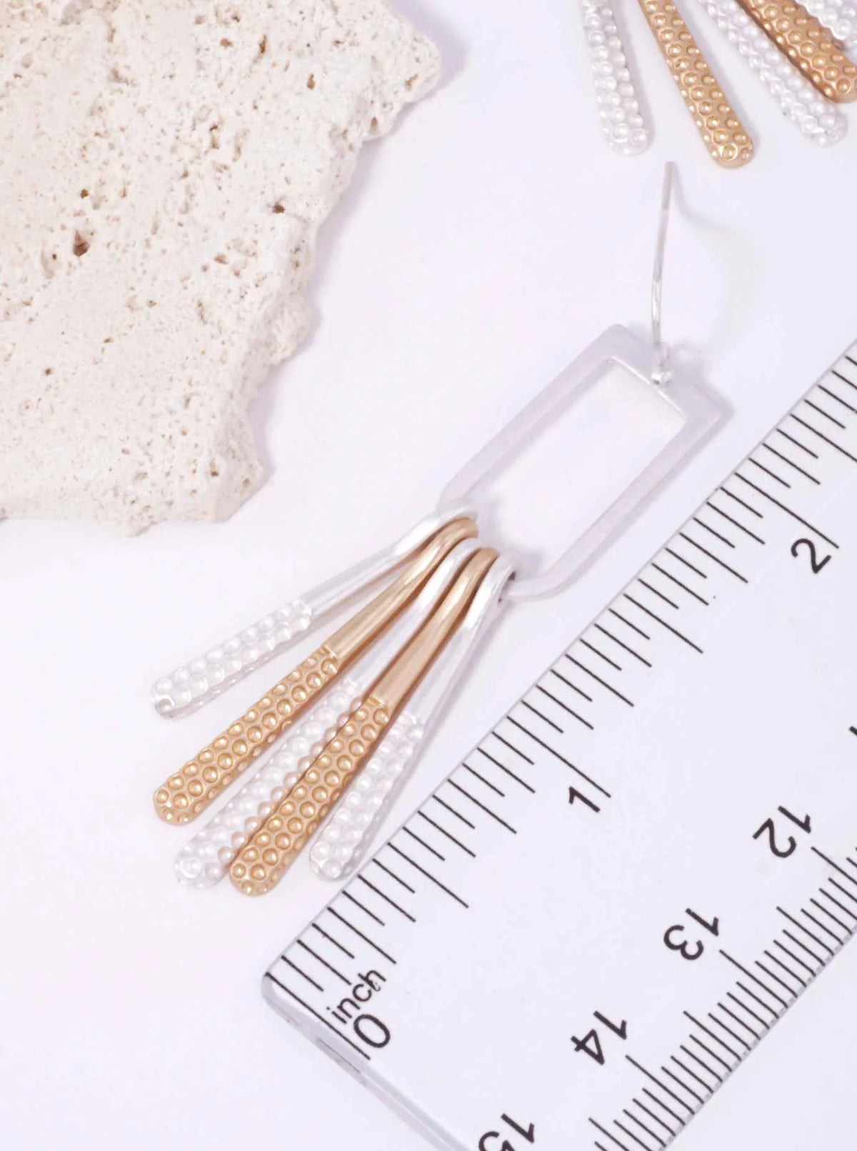 Rectangle Textured Bar Tassel Matte Hook Earrings Matte Silver-Matte Gold