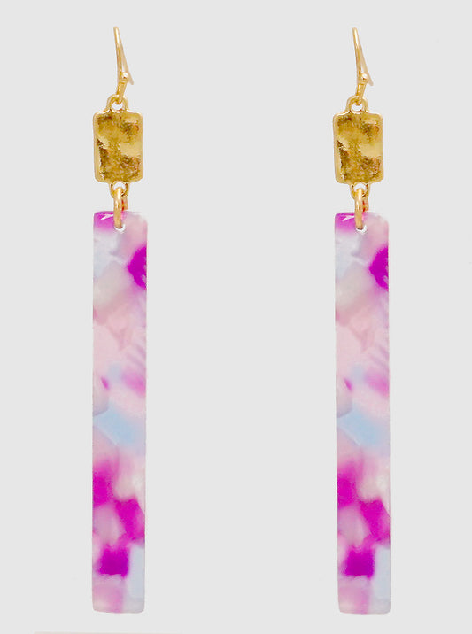 Rectangle Cellulose Acetate Bar Dangle Drop Earrings
