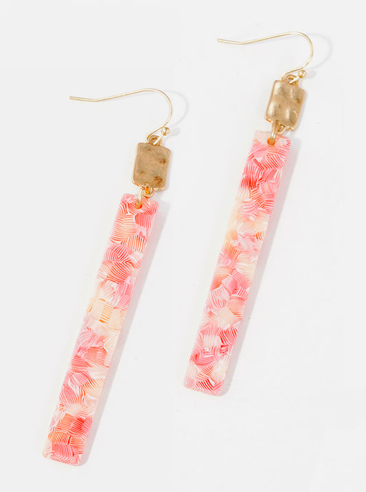 Rectangle Cellulose Acetate Bar Dangle Drop Earrings